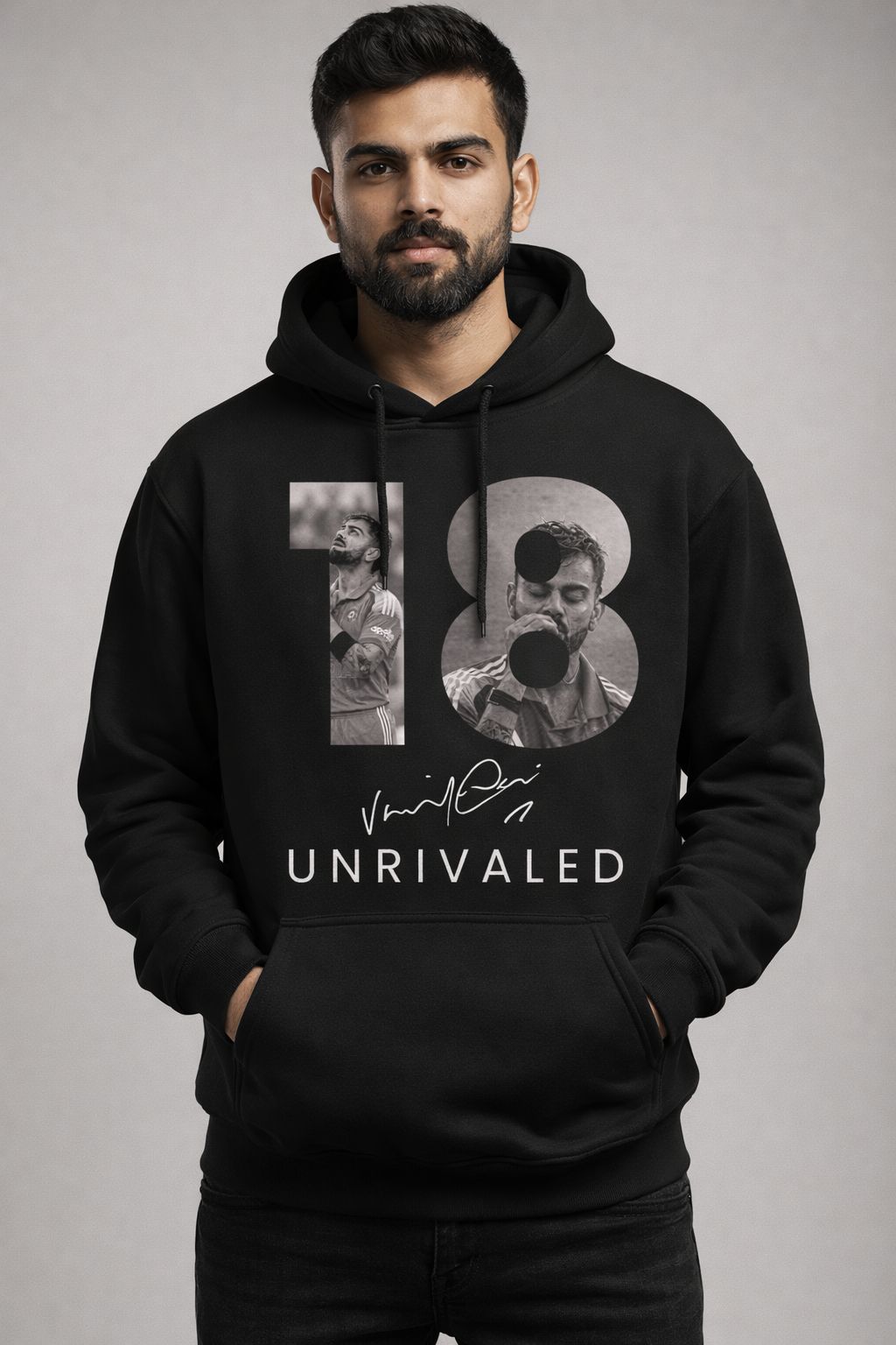 Virat Kohli “18 – KING” Black Hoodie