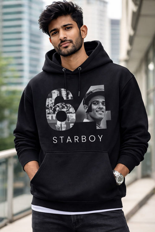 Yashasvi Jaiswal “64 – Starboy” Black Hoodie